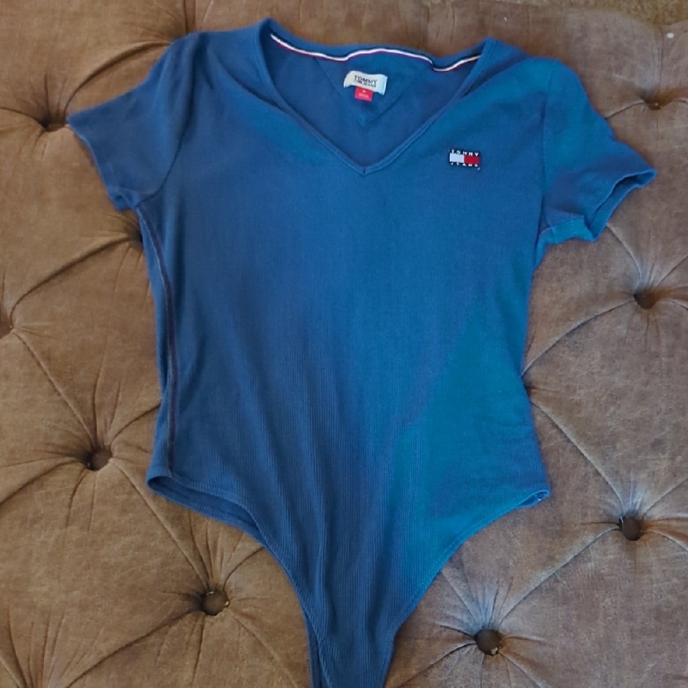 Tommy Hilfiger Blue V-Neck Bodysuit